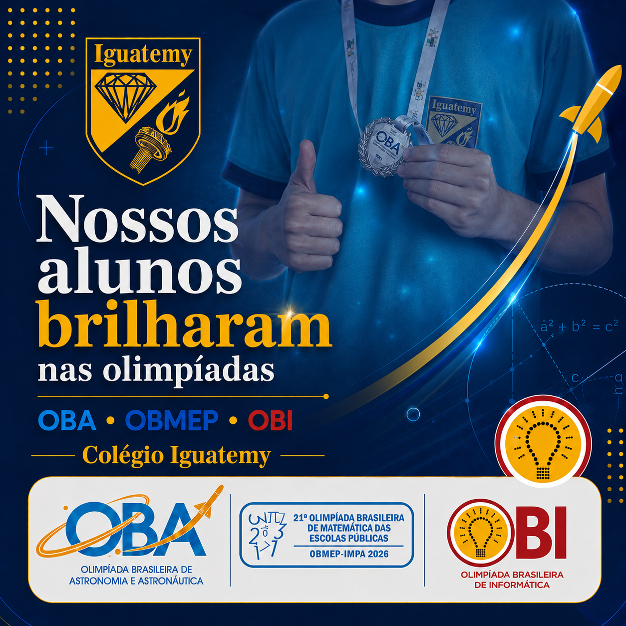 Alunos do Colégio Iguatemy premiados na OBA, OBMEP e OBI