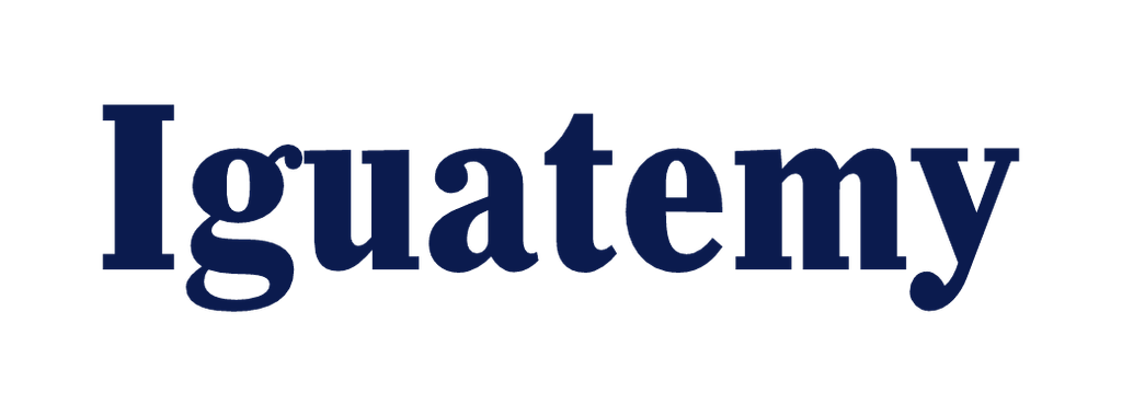 Escrita Iguatemy simples em azul, arquivo PNG.